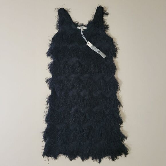 Ya Los Angeles Black Shaggy Chevron Tank Top Dress - Picture 1 of 11